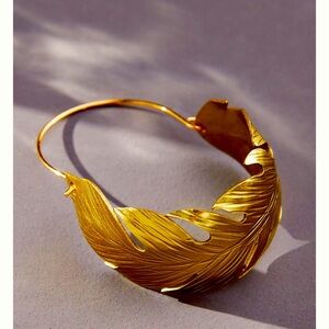 Anthropology Leaf Hoop Earrings